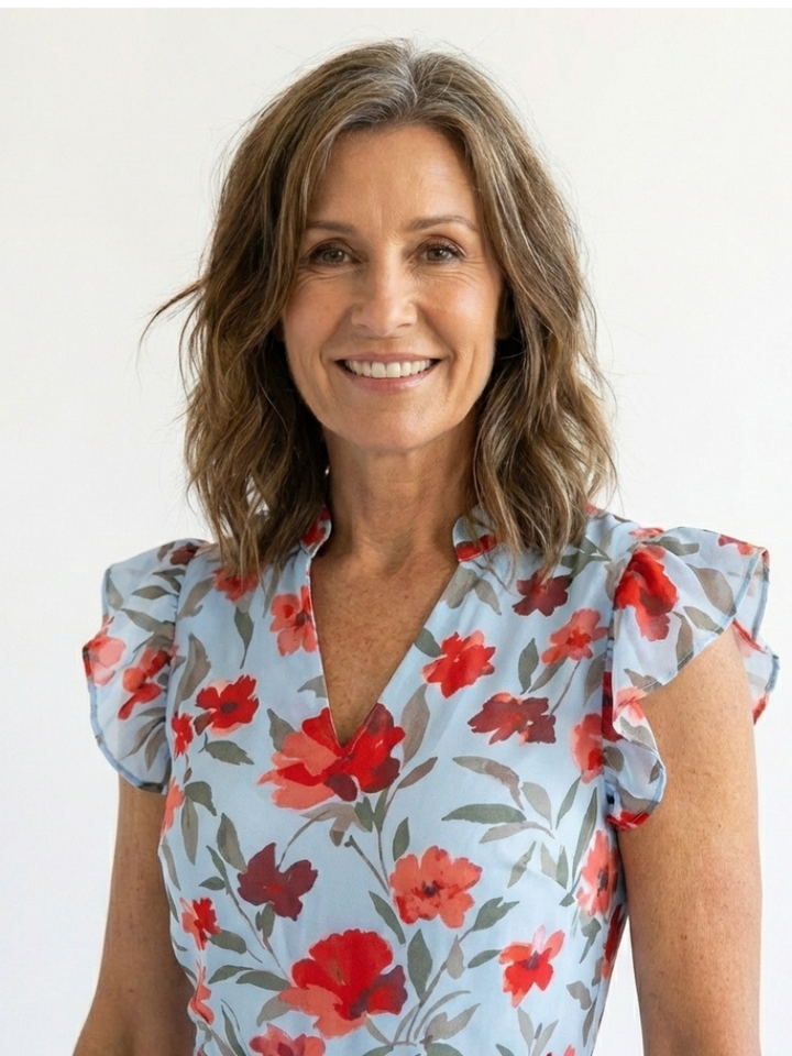 Lila | Floral midi dress with ruffles and a V-neck