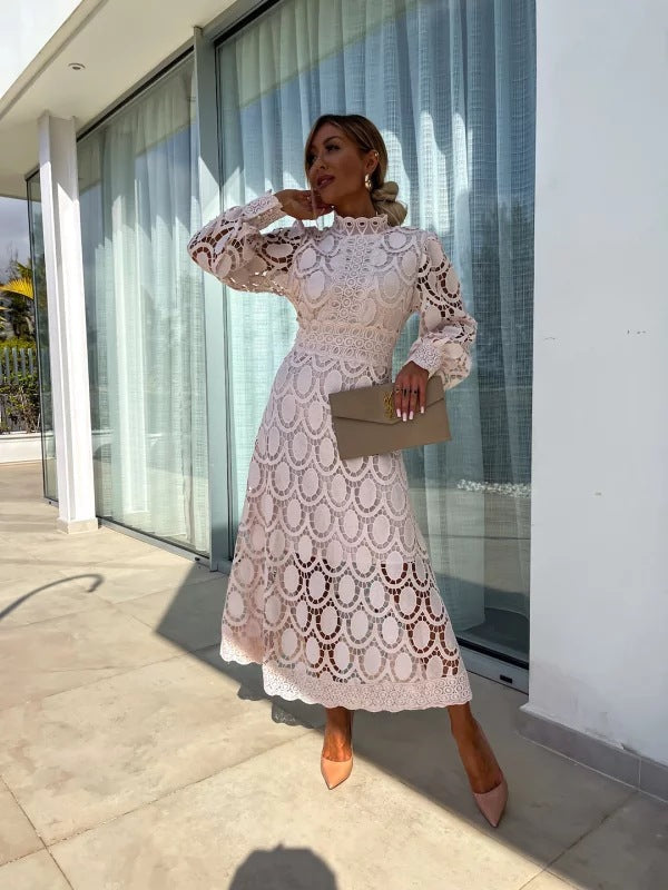 Luna | Women's Celestial Lace Midi Dress in a Romantic Everyday Silhouette