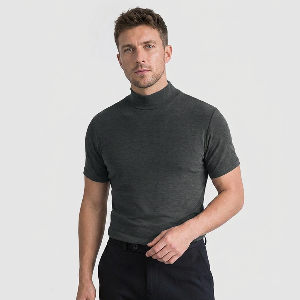 Mason | Men's Short Sleeve Top with a Clean Stand Collar Finish