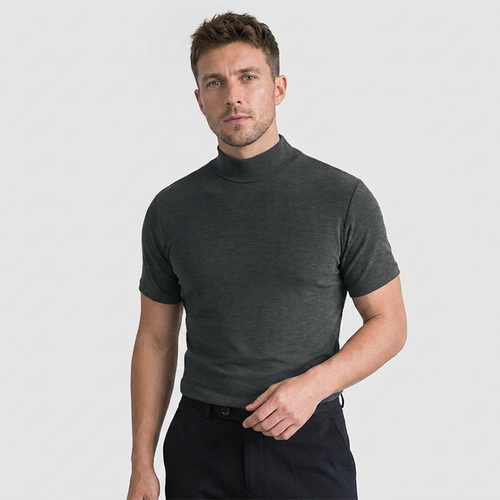 Mason | Men's Short Sleeve Top with a Clean Stand Collar Finish