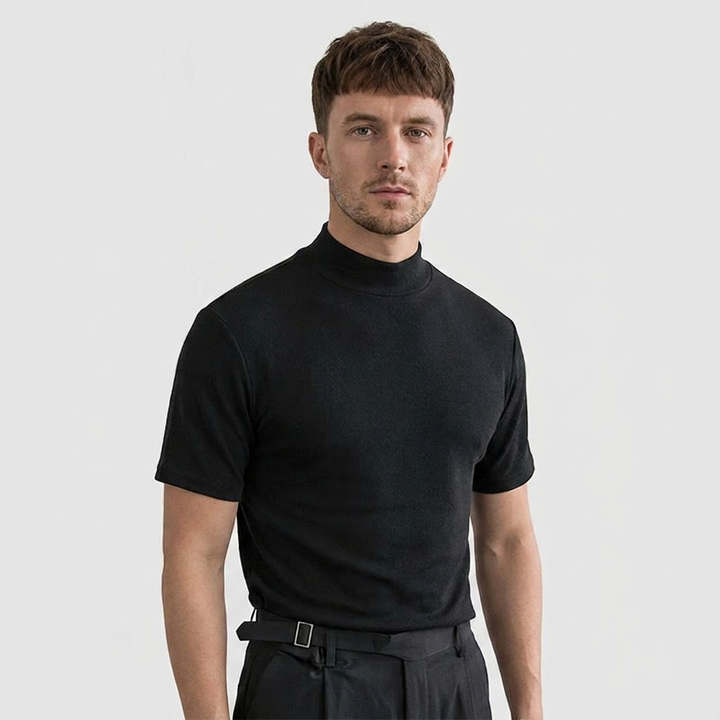Mason | Men's Short Sleeve Top with a Clean Stand Collar Finish