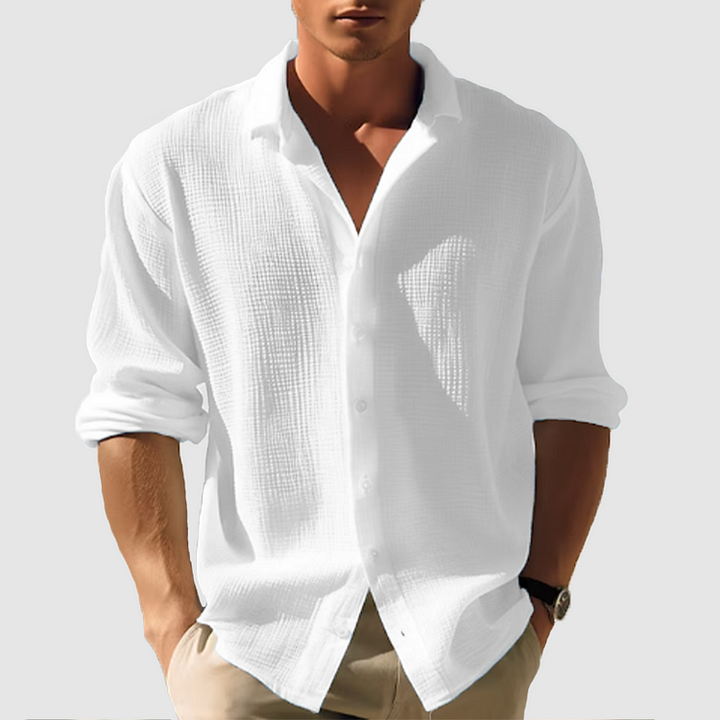 Ronan | Men’s Shirt in a Textured White Finish
