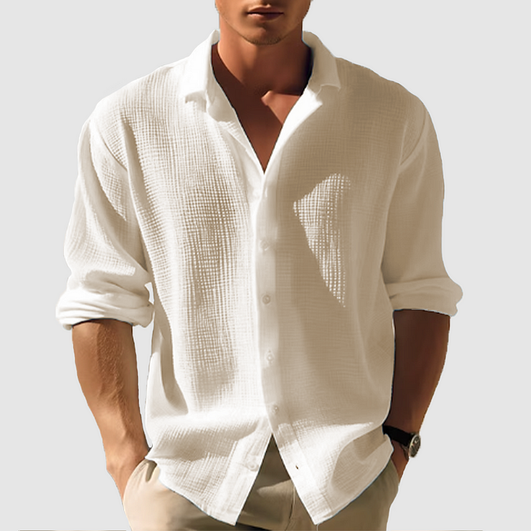 Ronan | Men’s Shirt in a Textured White Finish