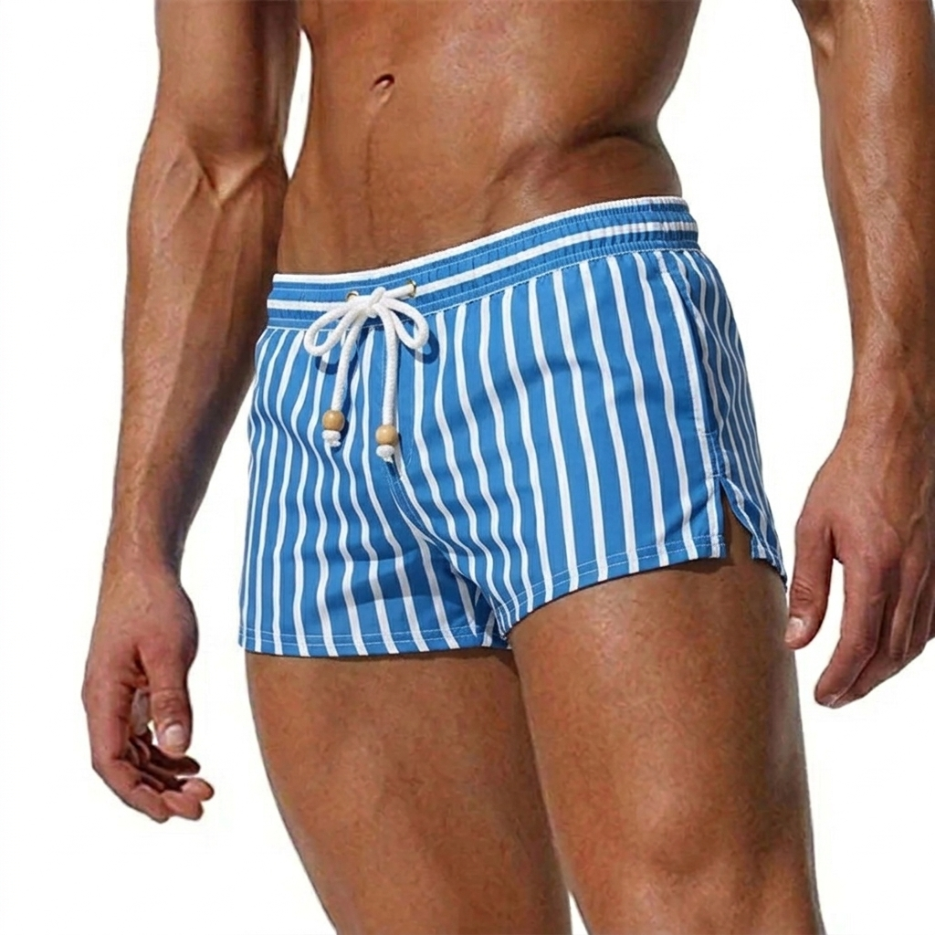 Rafferty | Men's Striped Swim Shorts with Drawstring Waist and Quick-Dry Fabric