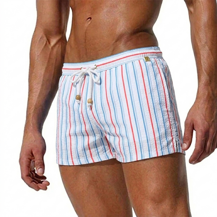 Rafferty | Men's Striped Swim Shorts with Drawstring Waist and Quick-Dry Fabric