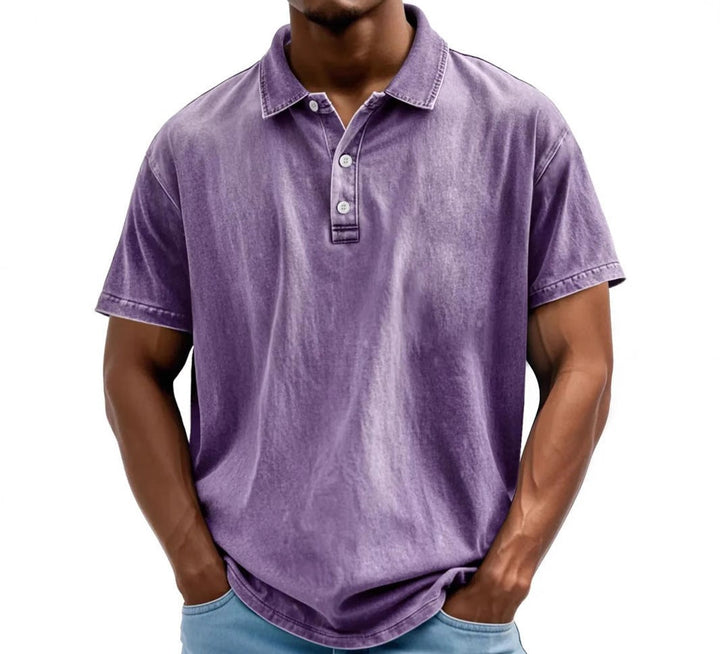 Archer | Men's Washed Vintage Style Polo Shirt for Relaxed Everyday Wear