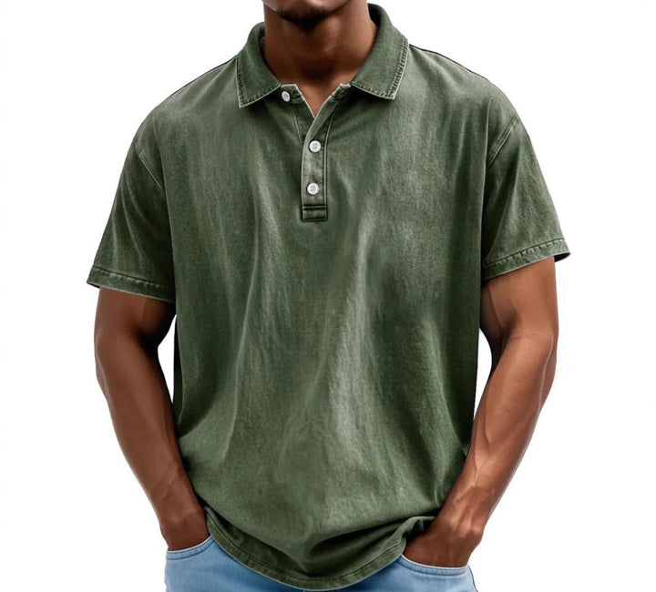 Archer | Men's Washed Vintage Style Polo Shirt for Relaxed Everyday Wear