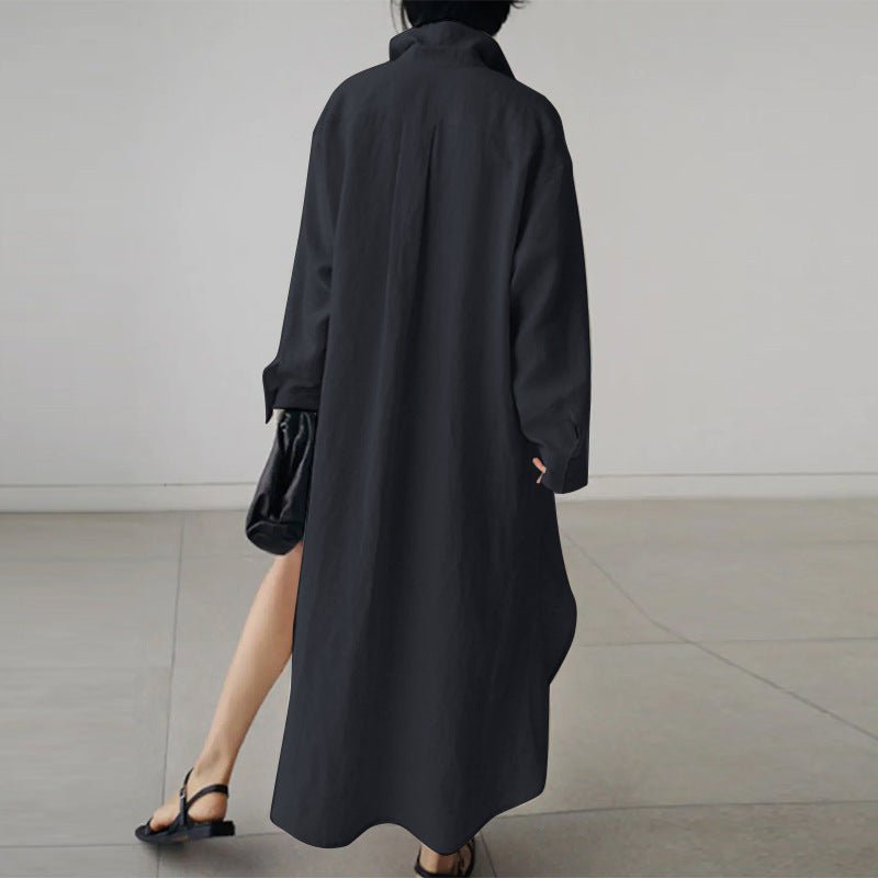 Rowena | Women’s Maxi Shirt Dress in a Relaxed Black Fit