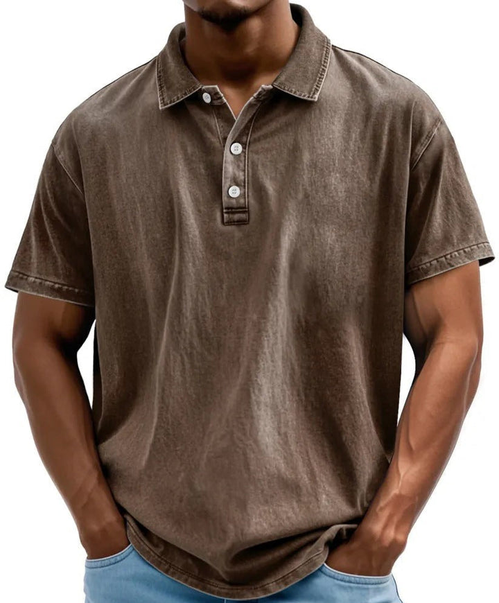 Archer | Men's Washed Vintage Style Polo Shirt for Relaxed Everyday Wear