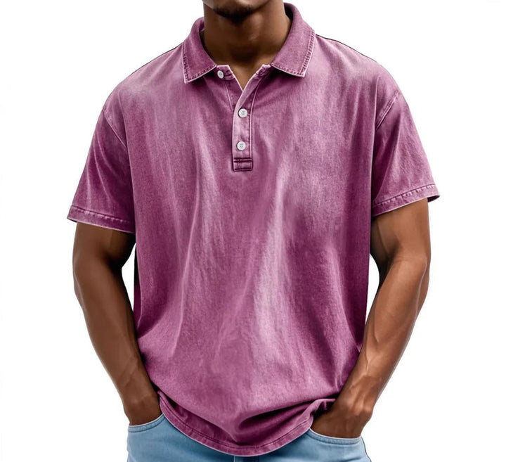 Archer | Men's Washed Vintage Style Polo Shirt for Relaxed Everyday Wear