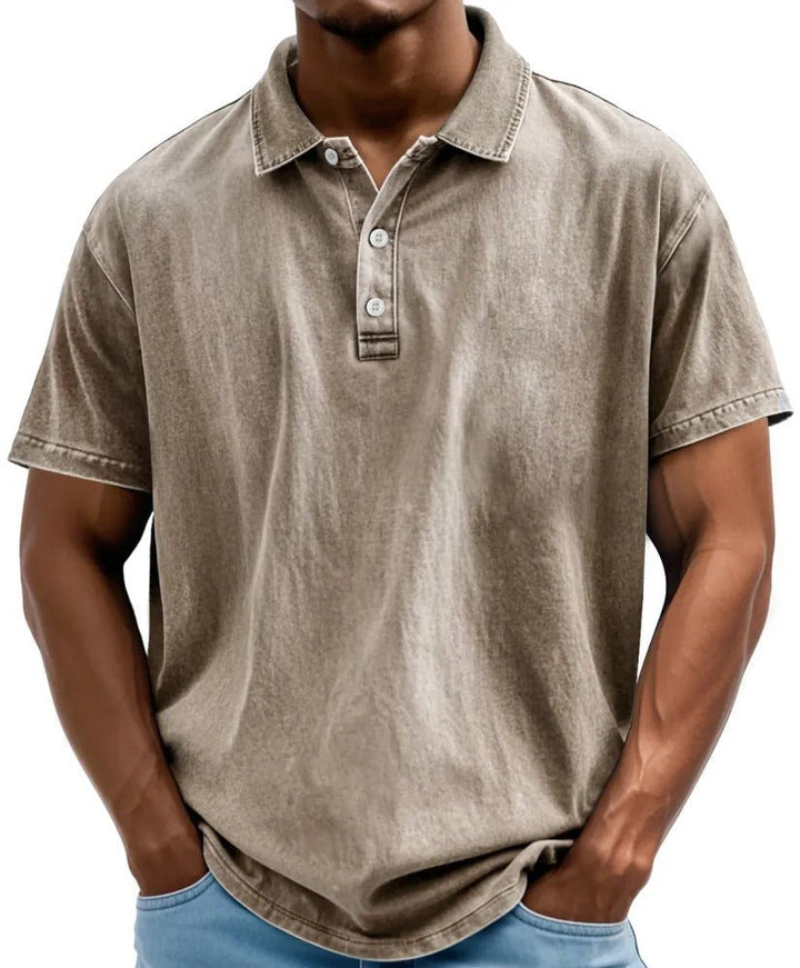 Archer | Men's Washed Vintage Style Polo Shirt for Relaxed Everyday Wear