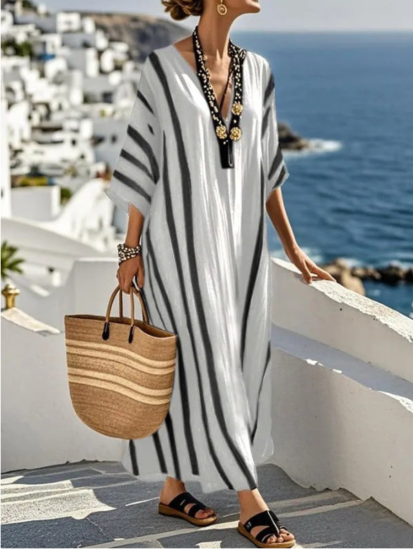 Maris | Women’s Kaftan Dress in a Relaxed Striped Style