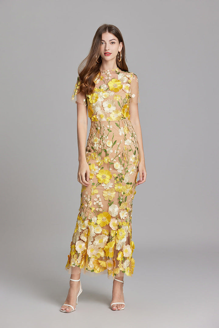 Rosalie | Women’s Midi Dress featuring Floral Detail