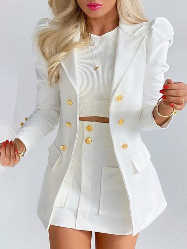 Celeste | Women's Blazer and Mini Skirt Set with Double-Breasted Notched Lapel