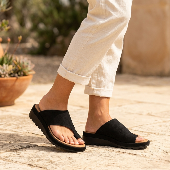 Sienna | Women's Toe Ring Slide Sandals with a Non-Slip Wedge Sole