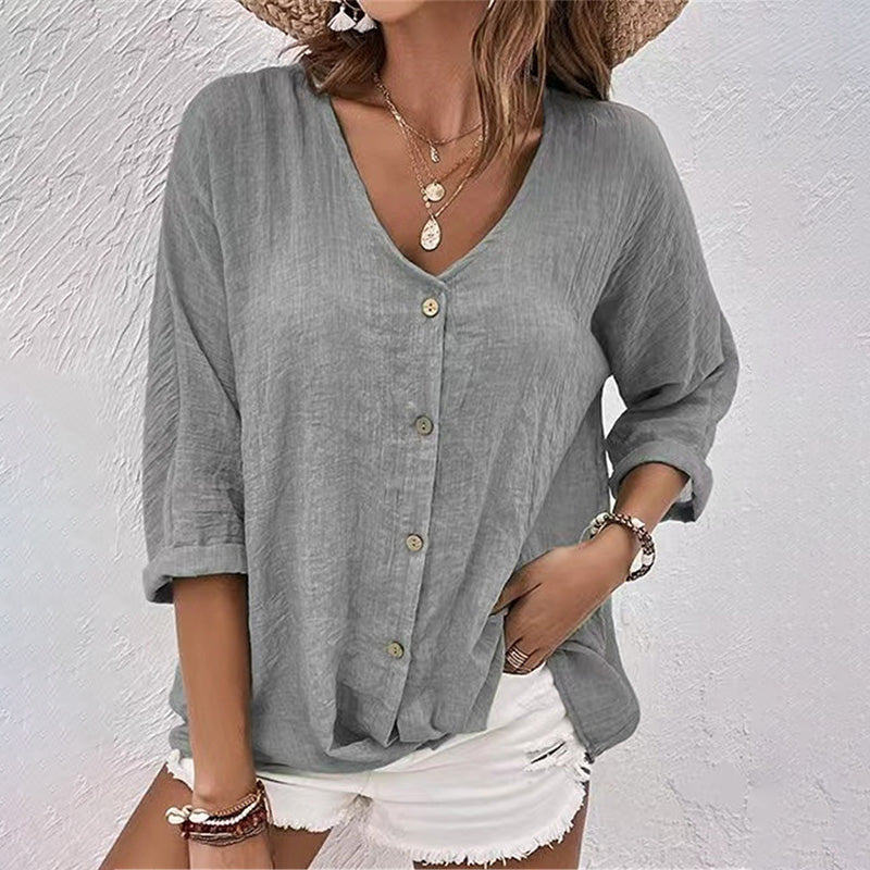 Nora | Women’s Linen Shirt with a Relaxed Button Front