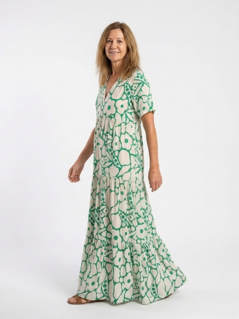 Zuleika | Women's Floral Midi Dress with a V-neck