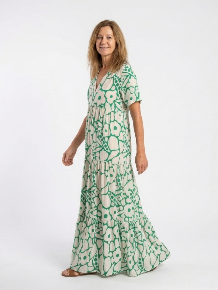 Zuleika | Women's Floral Midi Dress with a V-neck