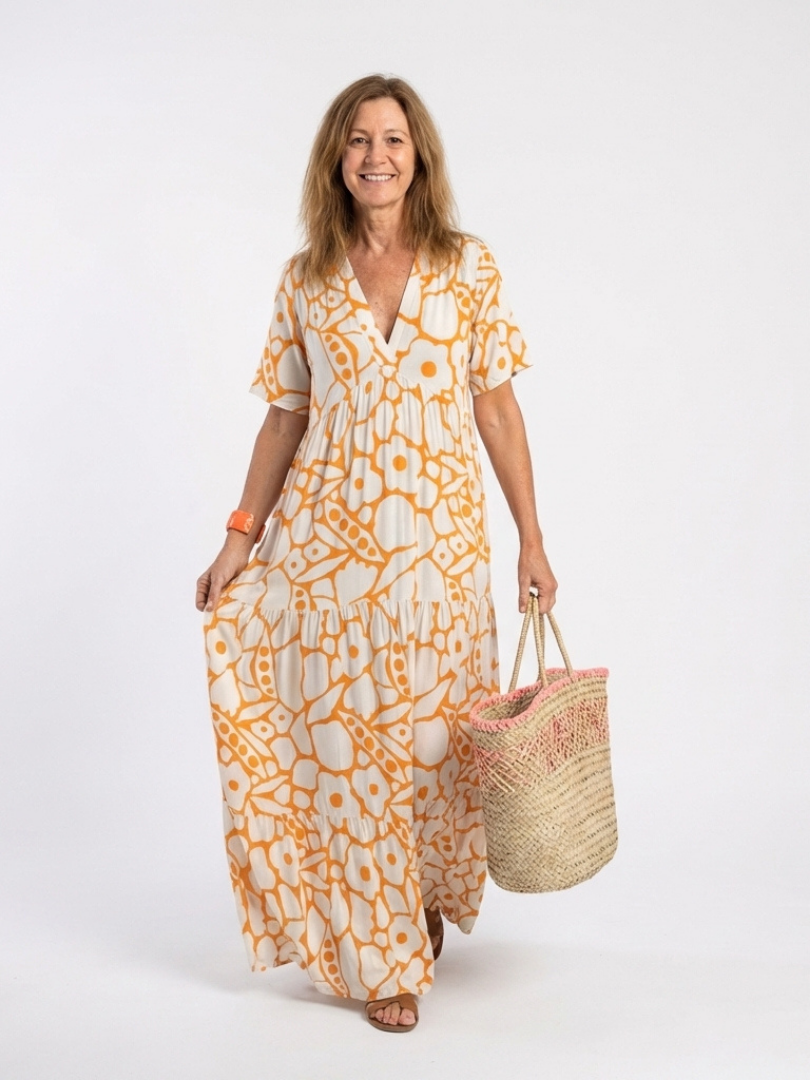 Zuleika | Women's Floral Midi Dress with a V-neck