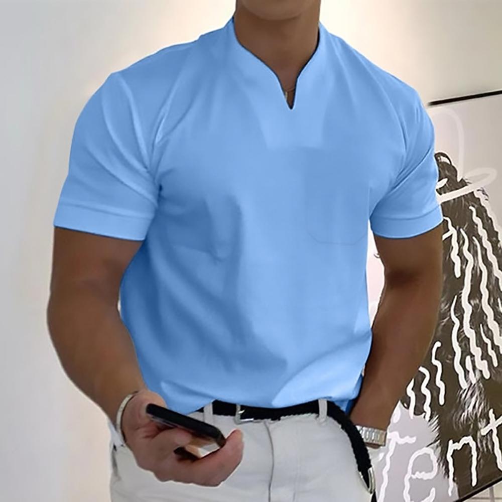 Darian | Men’s Short Sleeve Shirt with a Split Neckline