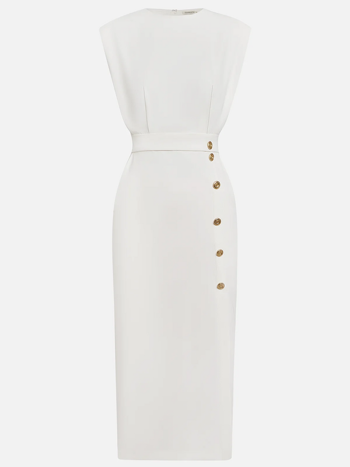 Elena | Women’s Midi Dress featuring Button Detail