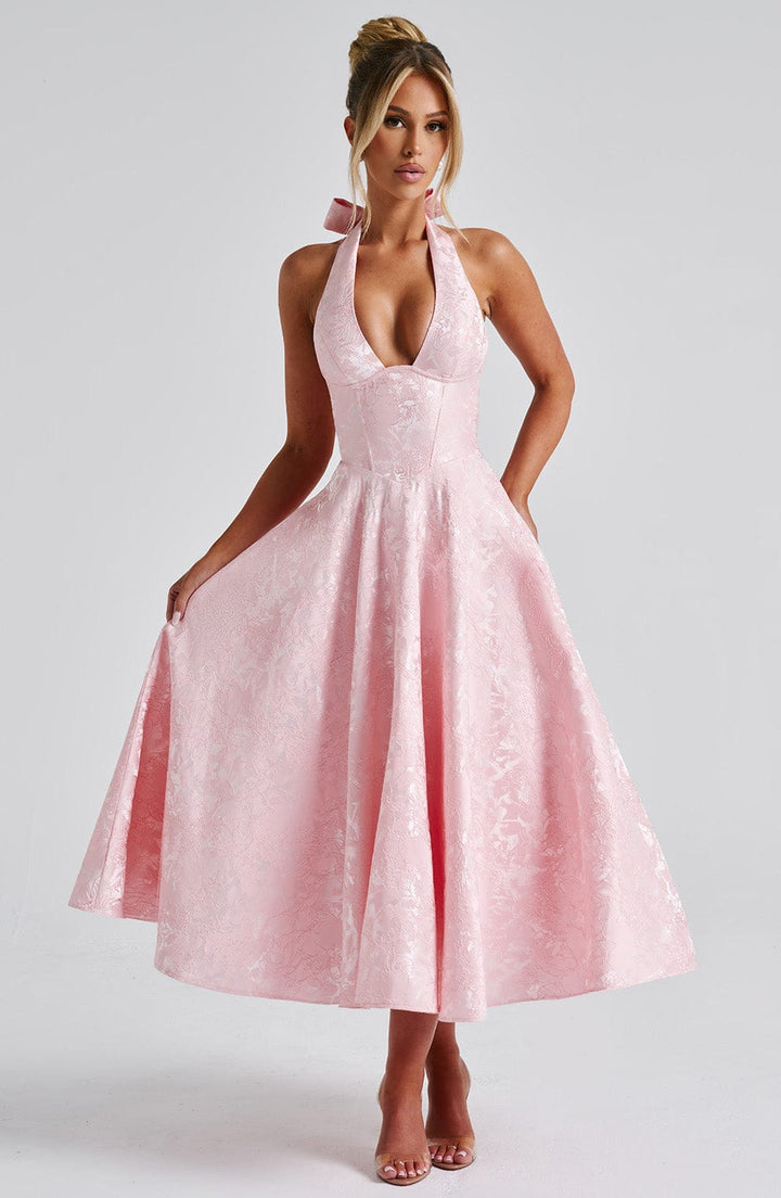 Isabelle | Women’s Midi Dress featuring a Halter Neckline