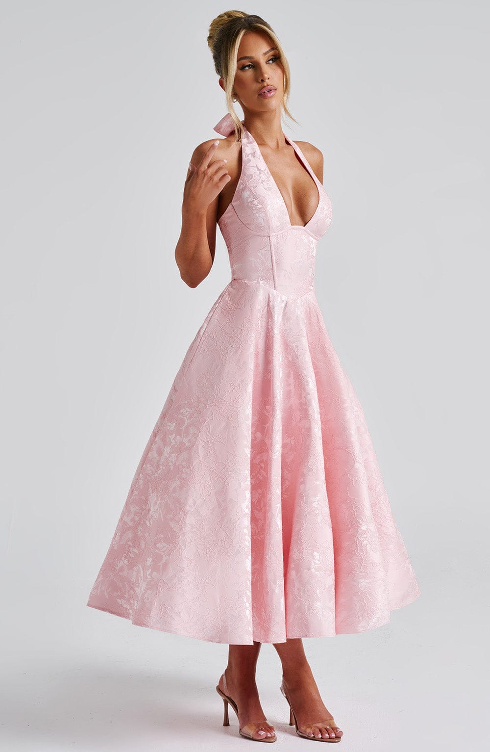 Isabelle | Women’s Midi Dress featuring a Halter Neckline