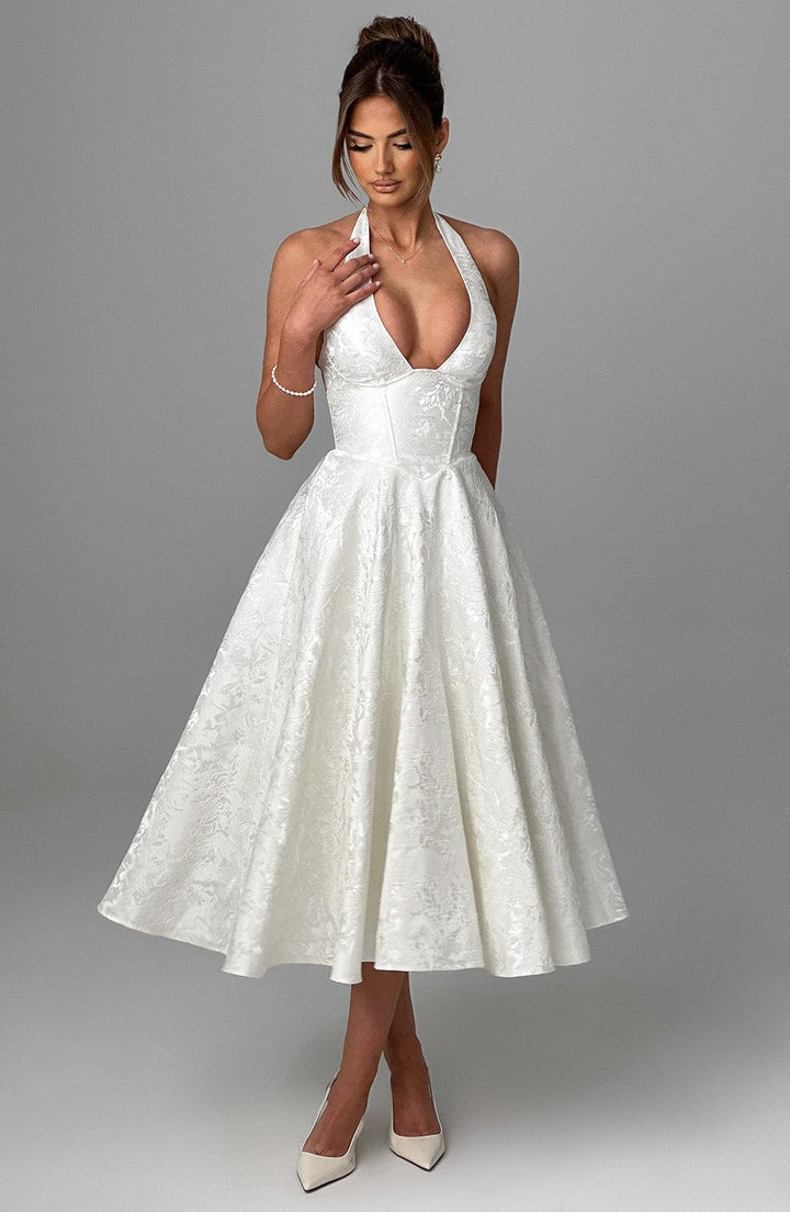 Isabelle | Women’s Midi Dress featuring a Halter Neckline