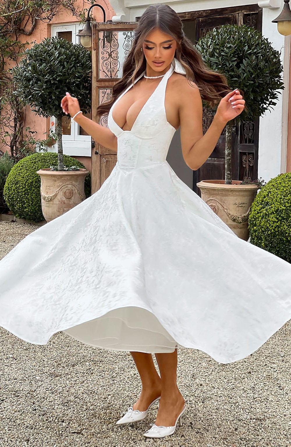 Isabelle | Women’s Midi Dress featuring a Halter Neckline