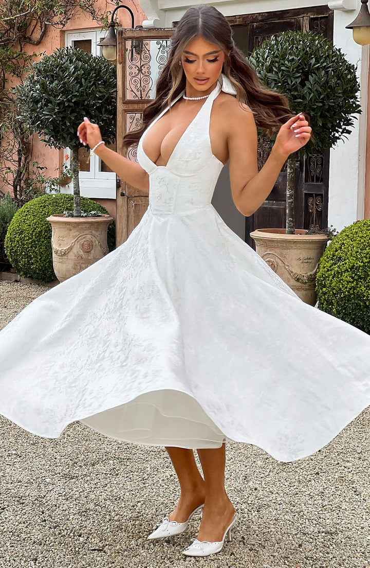 Isabelle | Women’s Midi Dress featuring a Halter Neckline