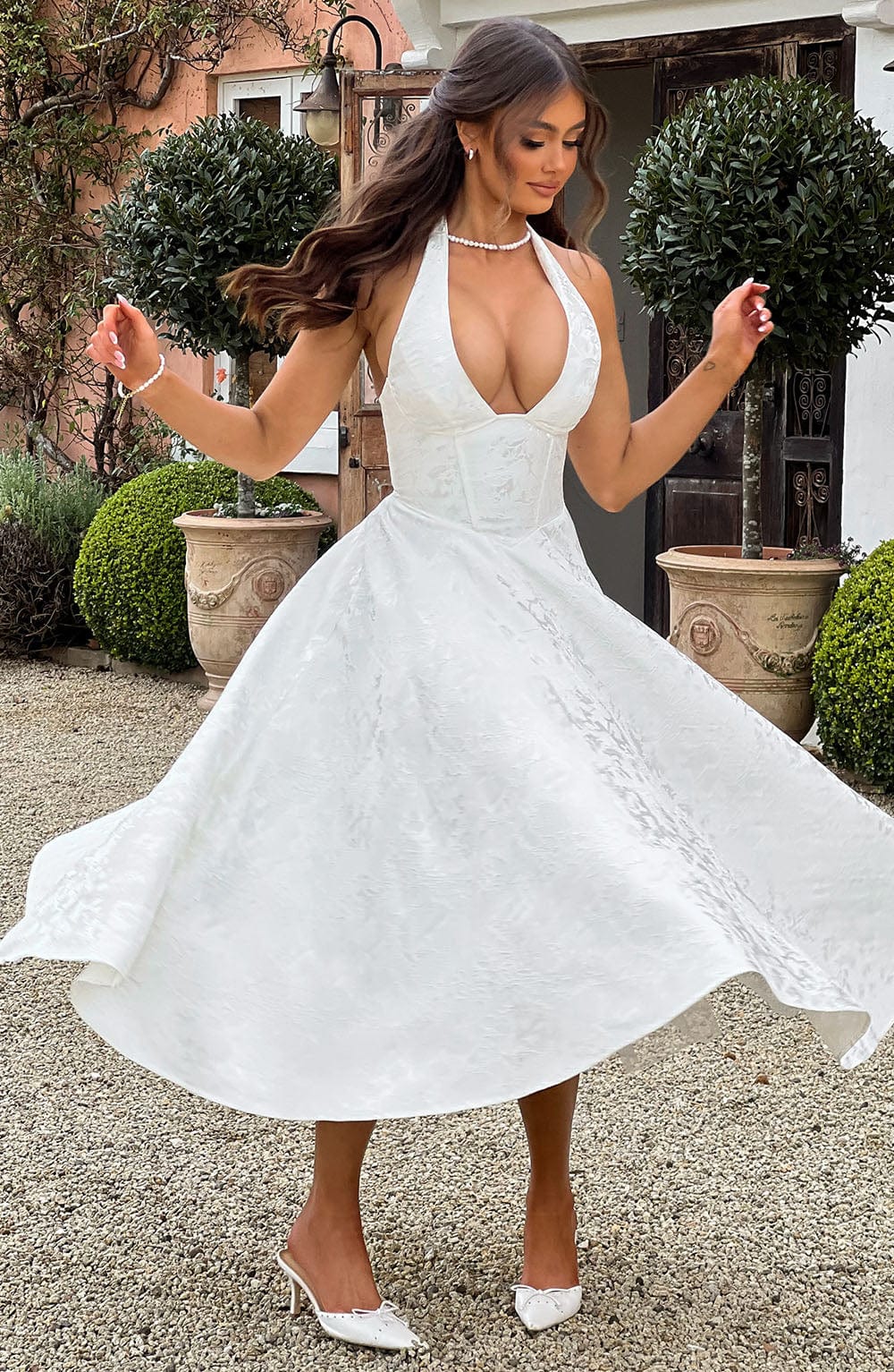 Isabelle | Women’s Midi Dress featuring a Halter Neckline