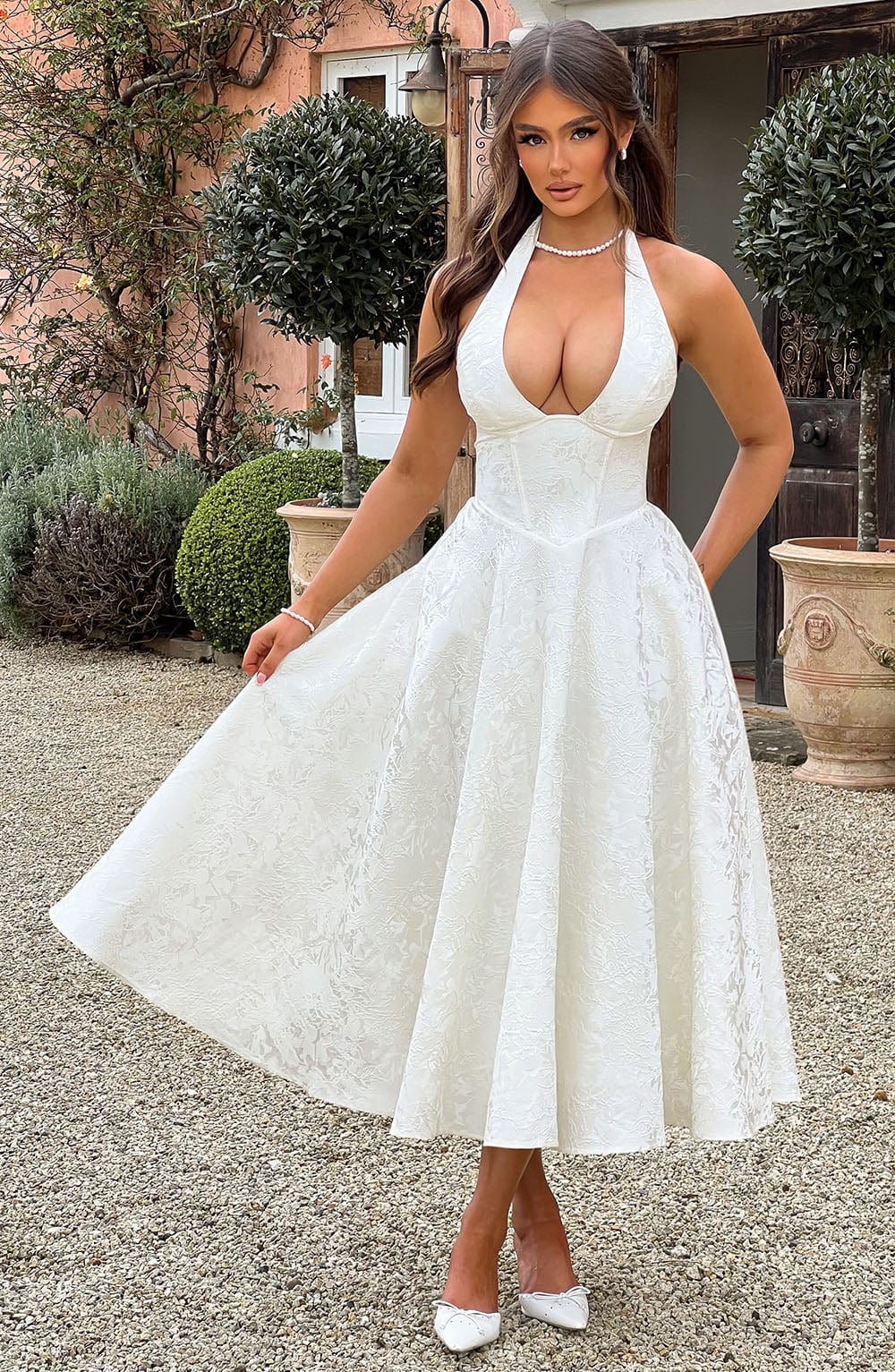 Isabelle | Women’s Midi Dress featuring a Halter Neckline