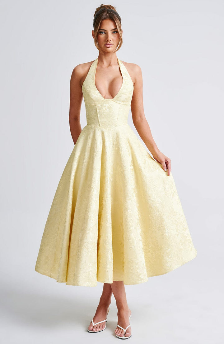 Isabelle | Women’s Midi Dress featuring a Halter Neckline