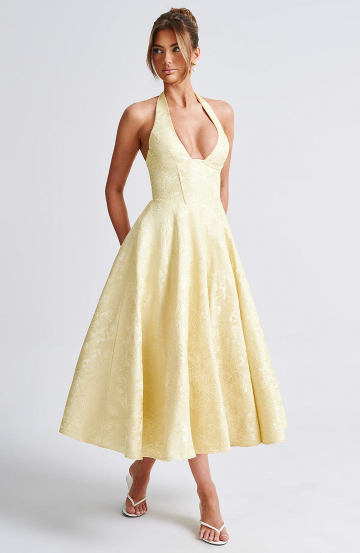 Isabelle | Women’s Midi Dress featuring a Halter Neckline