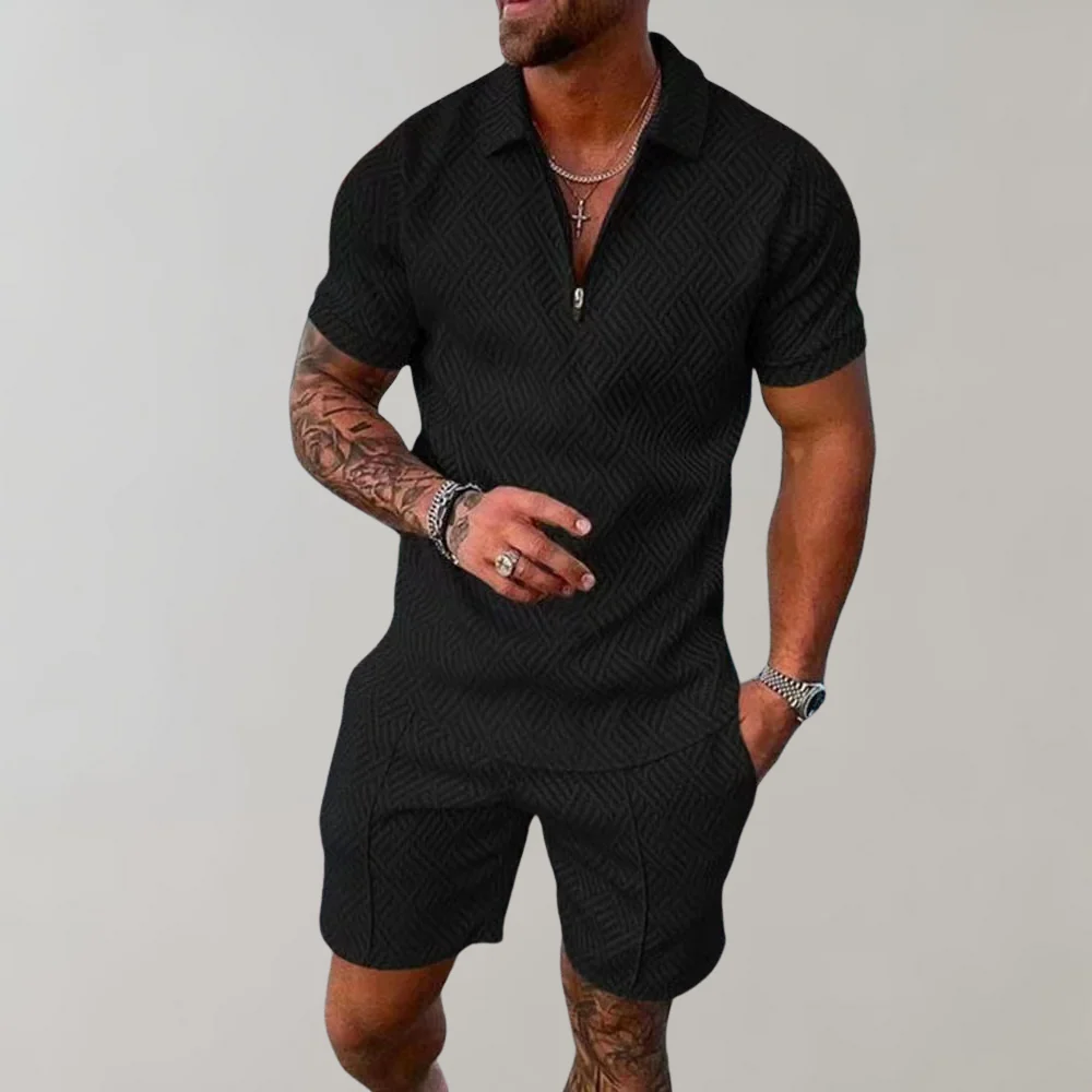 Dante | Men’s Co-Ord Set featuring a Textured Zip Polo