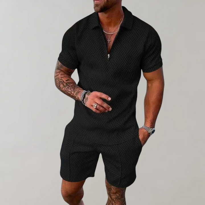 Dante | Men’s Co-Ord Set featuring a Textured Zip Polo