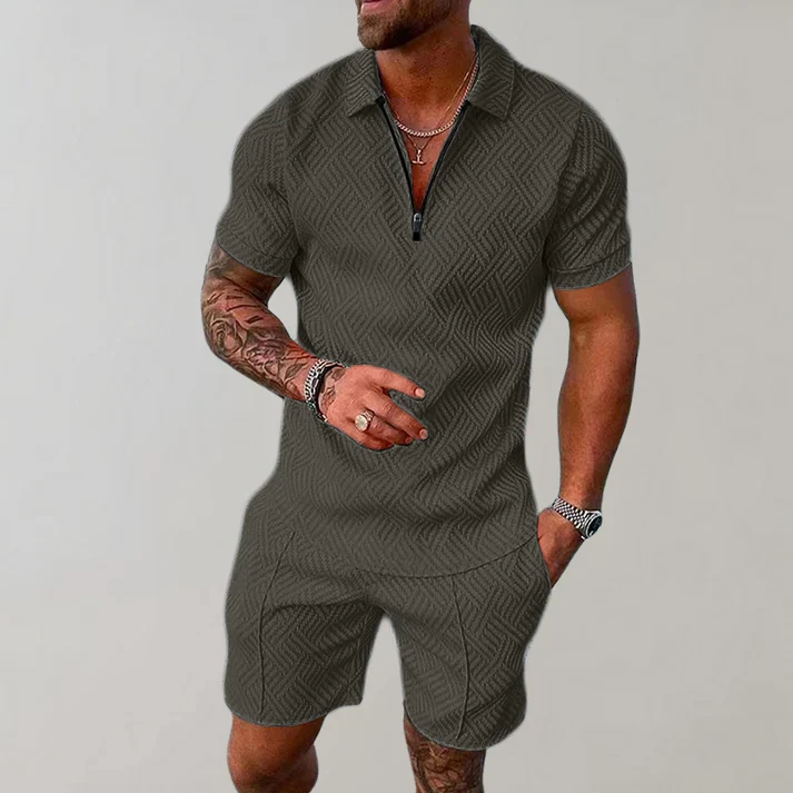 Dante | Men’s Co-Ord Set featuring a Textured Zip Polo