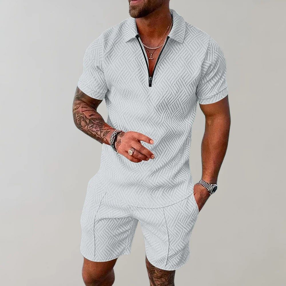 Dante | Men’s Co-Ord Set featuring a Textured Zip Polo