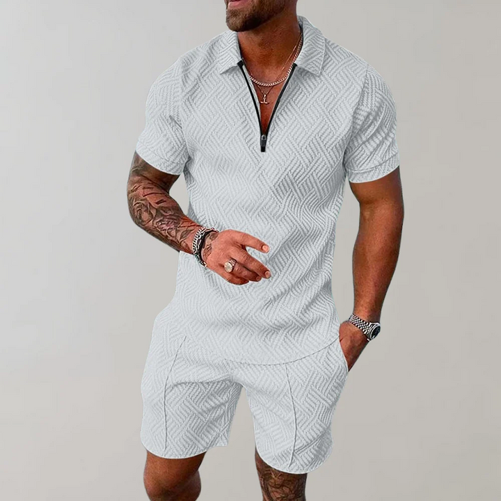 Dante | Men’s Co-Ord Set featuring a Textured Zip Polo