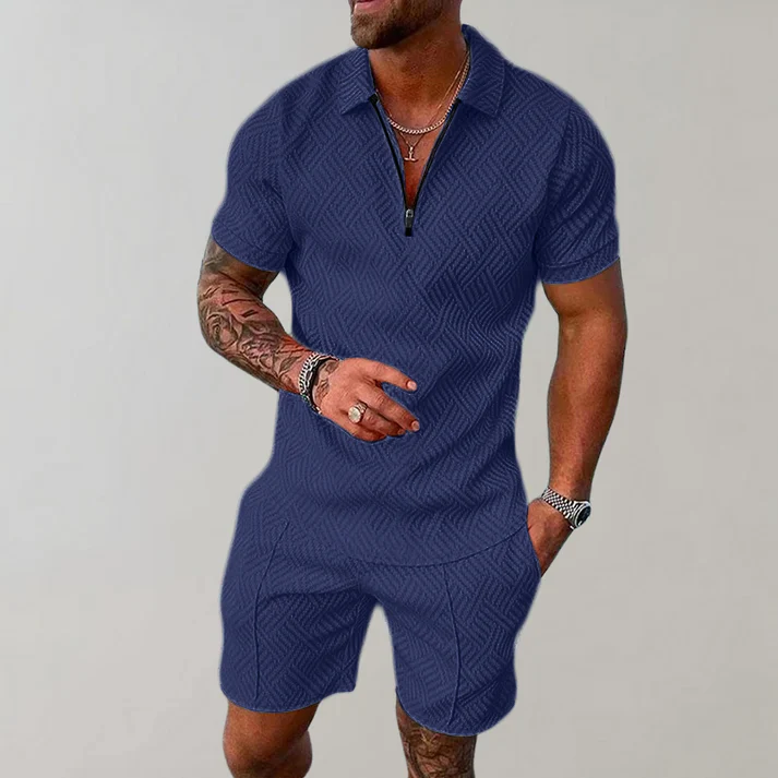 Dante | Men’s Co-Ord Set featuring a Textured Zip Polo