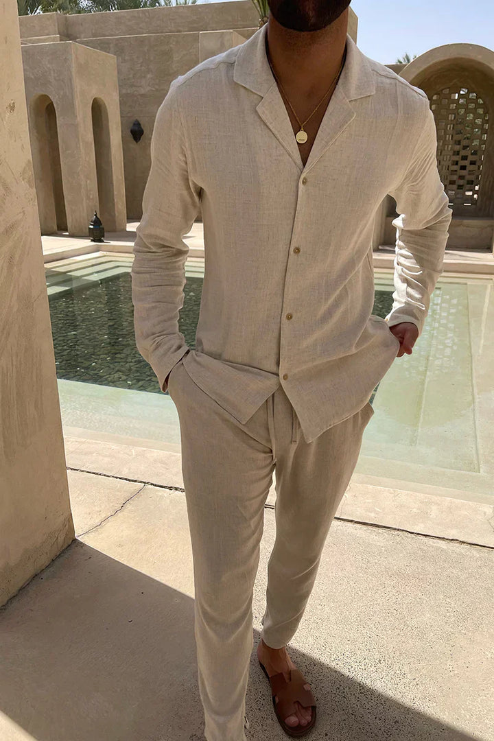 Elliot | Men's Casual Long Sleeve Shirt and Trousers Set for Relaxed Everyday Wear