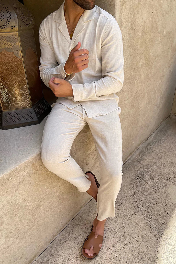 Elliot | Men's Casual Long Sleeve Shirt and Trousers Set for Relaxed Everyday Wear