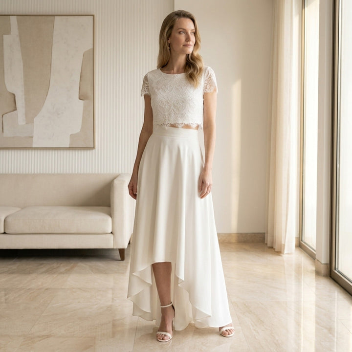 Eloise | Women’s Wedding Dress featuring a High Low Skirt