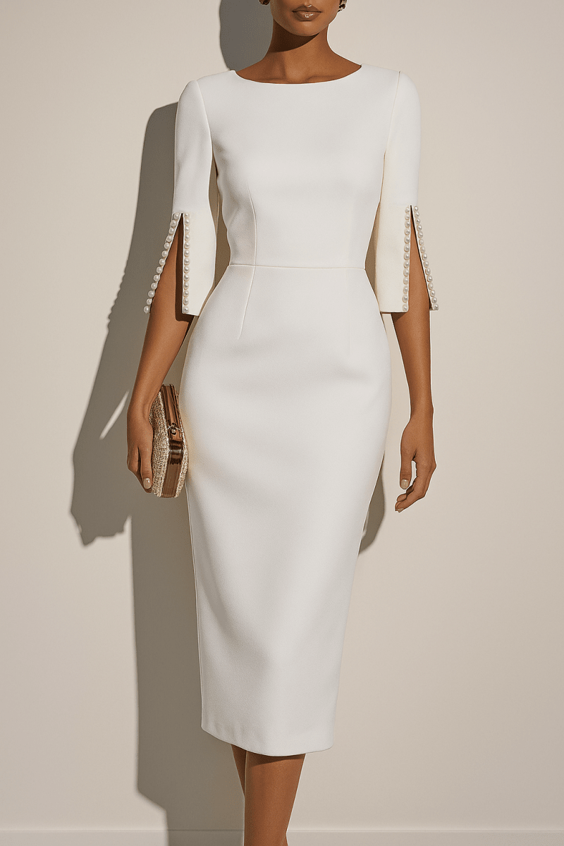 Elena | Women’s Midi Dress featuring Split Sleeve Detail