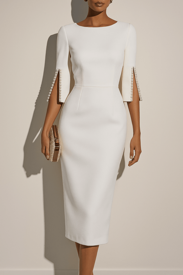Elena | Women’s Midi Dress featuring Split Sleeve Detail